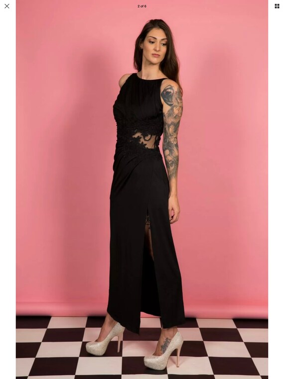 Black open panel evening gown - image 2