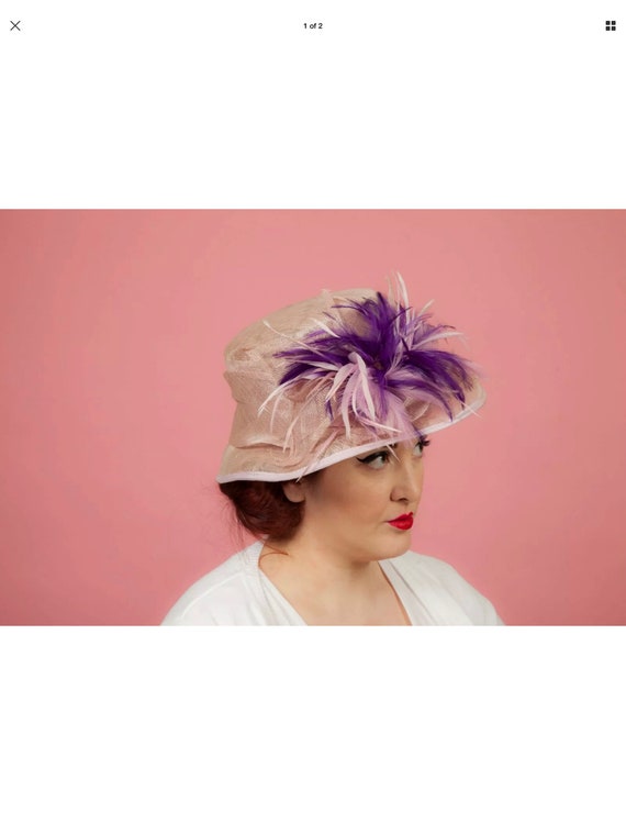 Pink/Purple feathered formal hat