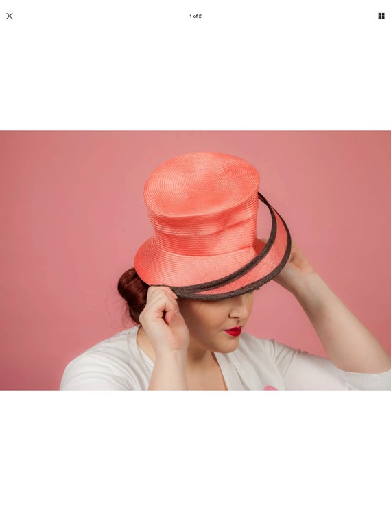 Coral and brown formal hat