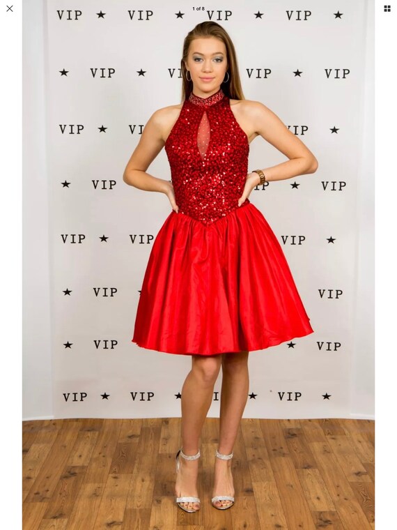 vintage sequin beaded backless prom dress