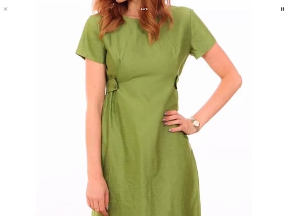stunning vintage green evening dress - image 4
