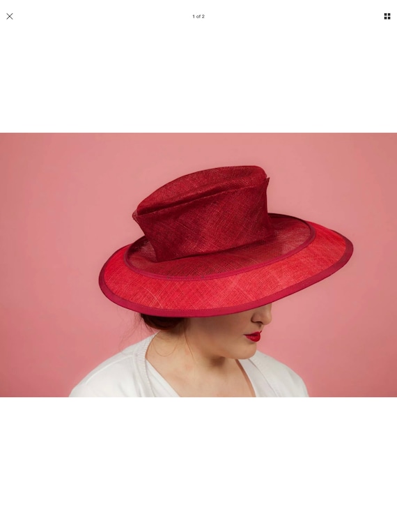 Large red formal hat