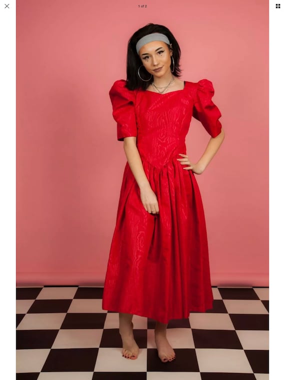 red tea length dress