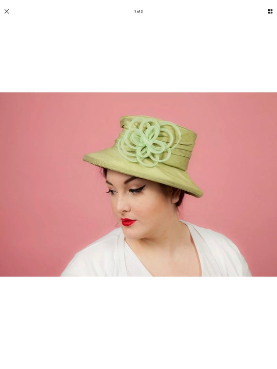 Ladies green wild silk formal hat
