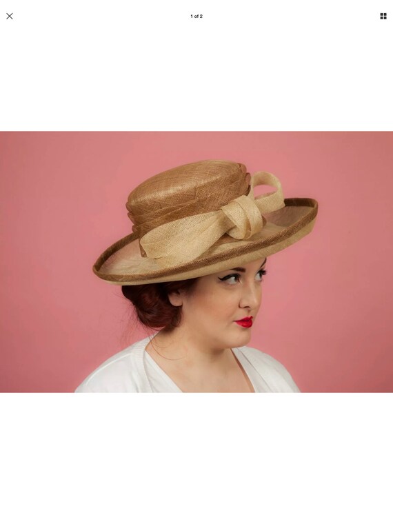 Ladies cream and brown formal hat