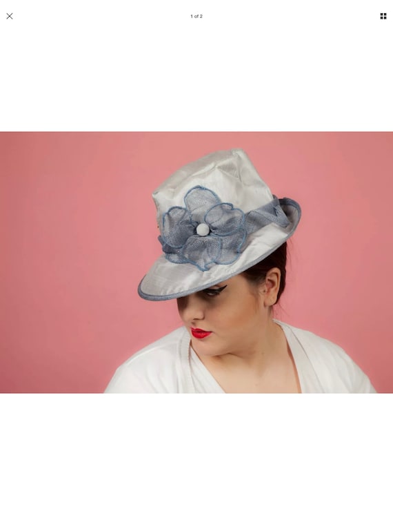 Blue silk formal hat