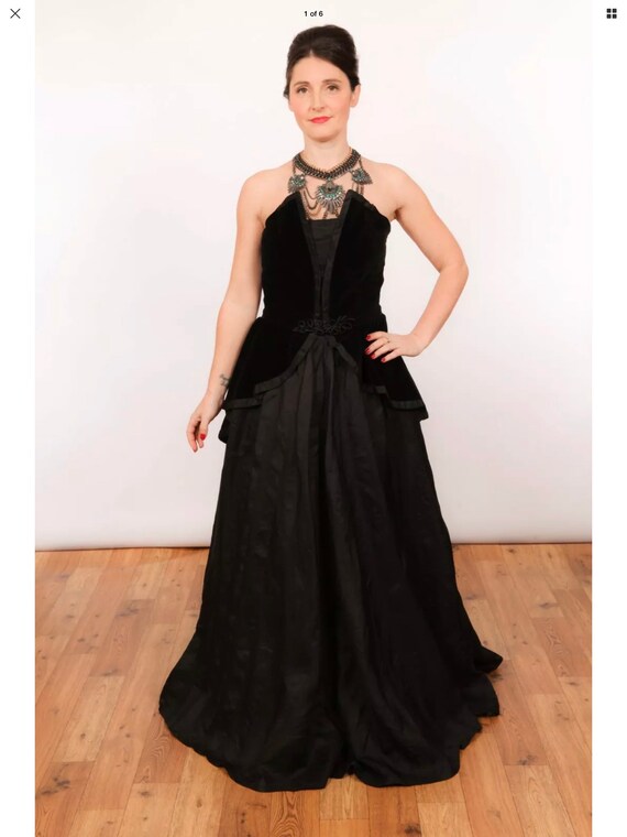 vintage strapless black evening /wedding/ prom dre