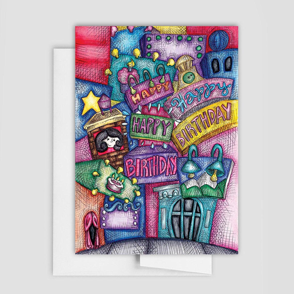 CITY BIRTHDAY Card City Life Birthday Card Times Square | Etsy
