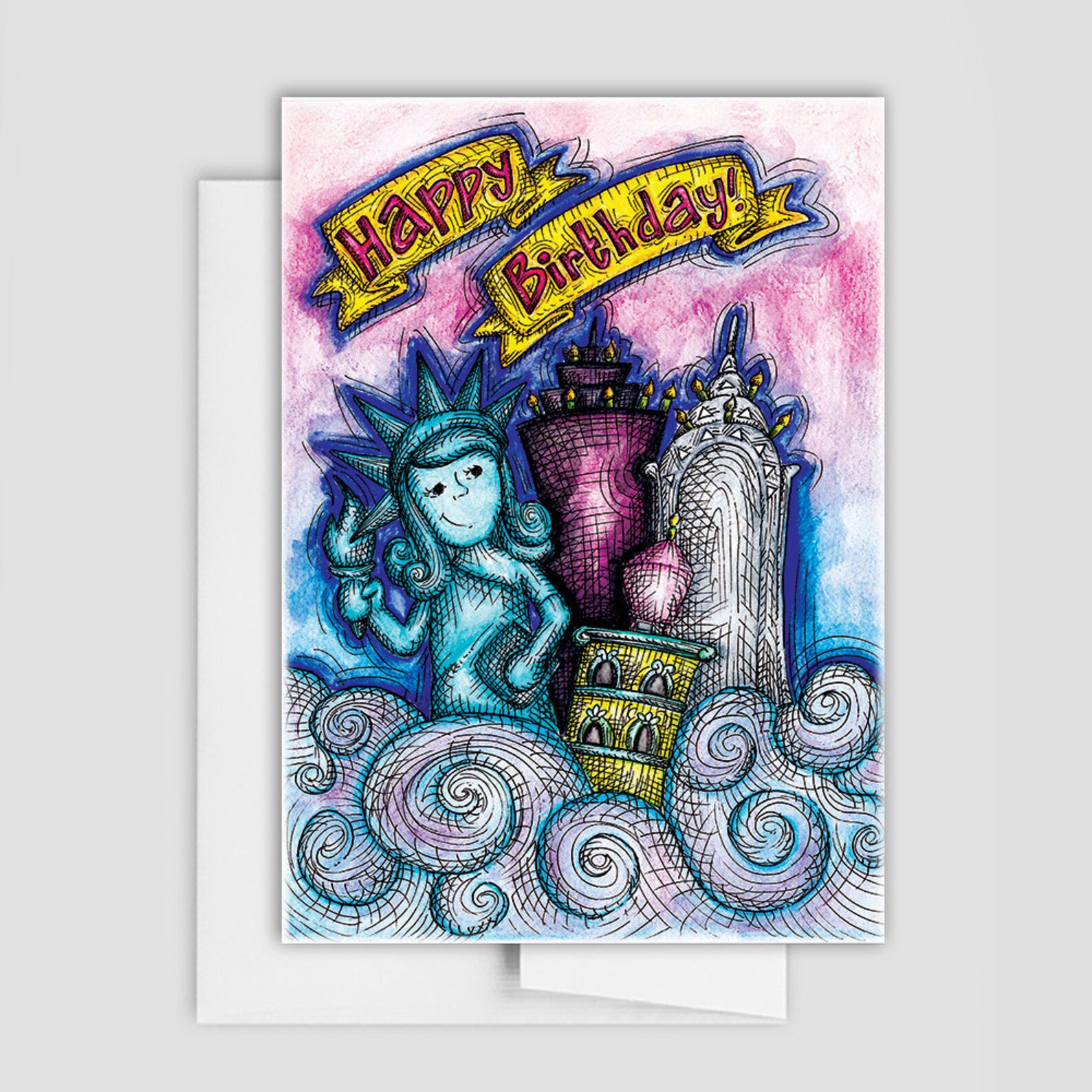 SKYLINE BIRTHDAY CARD City Skyline Birthday Card Birthday Etsy Canada