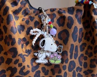 Snoopy Keychain Charm, Glossy Vibrant Finish, Double-Sided Bag Accessory