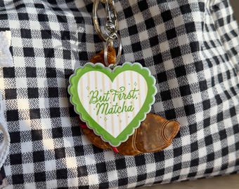 But First Matcha Keychain Charm • Bag Accessory