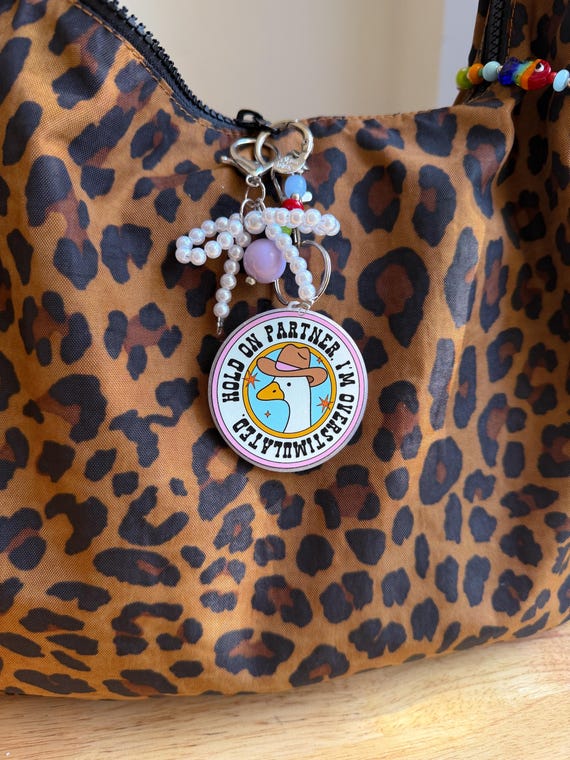 Overstimulated Goose Keychain, Bag Charm, Trendy Accessory, Small Business Gift