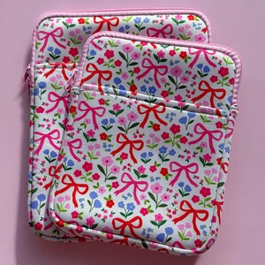 Flower Book Sleeve with Zipper | Kindle & Tablet Case | Padded Protective Cover