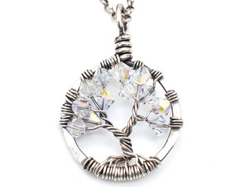 Collier en cristal cadeau 15e anniversaire, collier de pierre de naissance personnalisé, bijoux faits à la main pendentif en argent sterling, vous choisissez la pierre de naissance