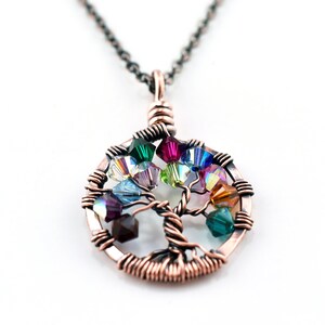 Sapphire Necklace Copper Tree of Life Pendant, September Birthday, 7 Year Anniversary Copper Anniversary Gift for Wife-You Choose Birthstone Custom (See Below)