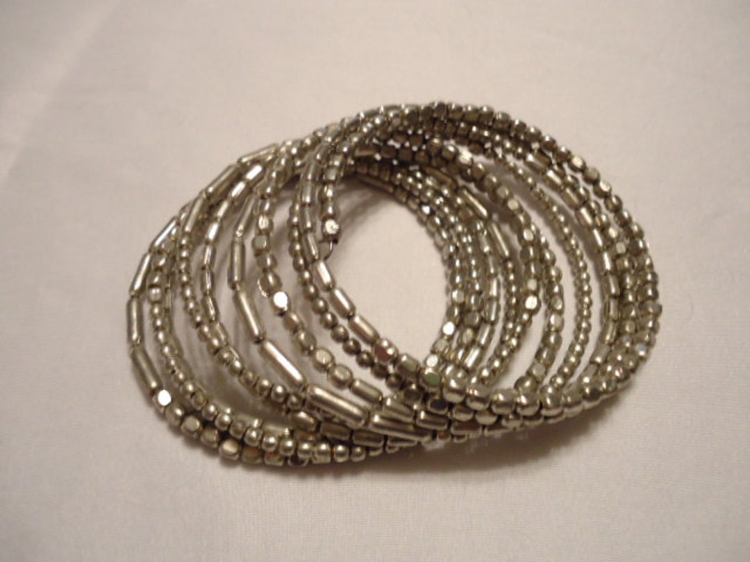 Vintage Spiral Spring Bangle Bracelet Satin Finish Silver Etsy