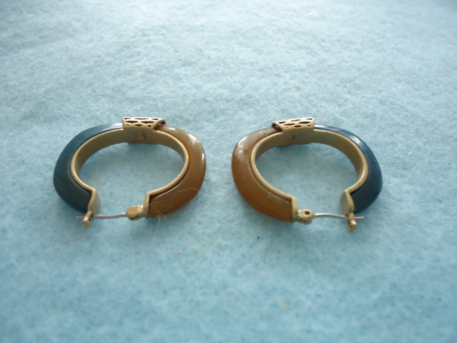 Vintage Hoop Earrings Marked Lc for Louis C. Marks Acrylic - Etsy