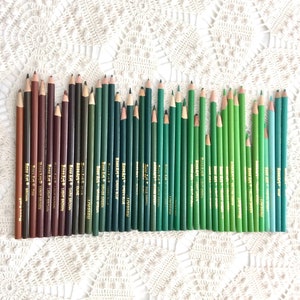 36 Blue and Green Colored Pencils Presharpened, Some Used Unused, Vintage  Drawing Pencils, Assorted Shades and Makers, Sketch Coloring 