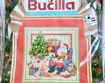 Bucilla Cross Stitch Kit, Best of Christmas 1991 Santa Claus, Unopened Holiday Decor