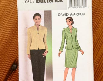 Butterick 3917 Sewing Pattern, Jacket Pencil Skirt Pants, David Warren 2003, Sizes 12 14 16, UNCUT