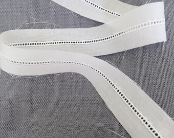 4 Yards Martha Pullen Insertion Lace, Swiss Entredeux, Heirloom French Hand Sewing, White Cotton Edging Trim, Ladder Embroidery