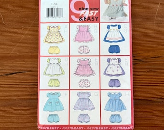 Butterick 6483  Baby Dresses Panties, Sizes Newborn to Extra Large, UNCUT Original Folds, Infant Clothes 2000 Fast and Easy
