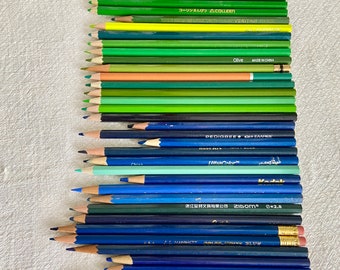 Buy 36 Blue and Green Colored Pencils Presharpened, Some Used Unused,  Vintage Drawing Pencils, Assorted Shades and Makers, Sketch Coloring Online  in India 