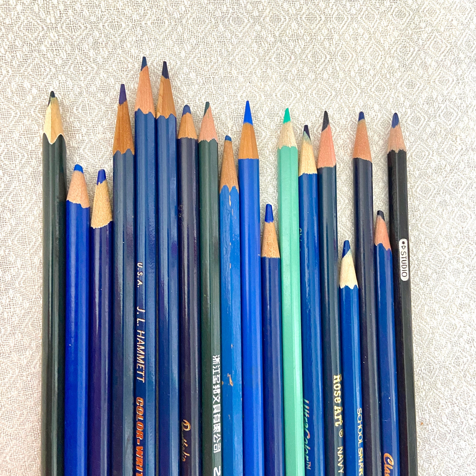 36 Blue and Green Colored Pencils Presharpened Some Used Etsy