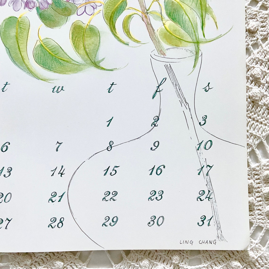 Ling Chang Calendar Poster May Lilacs Art Print 2025 2014 Etsy