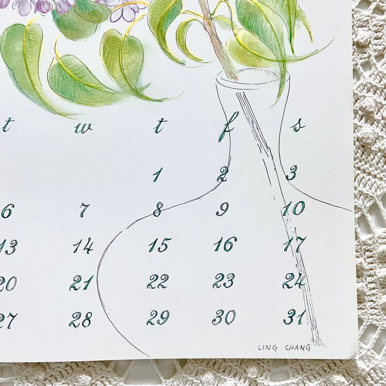 Ling Chang Calendar Poster May Lilacs Art Print 2025 2014 Etsy