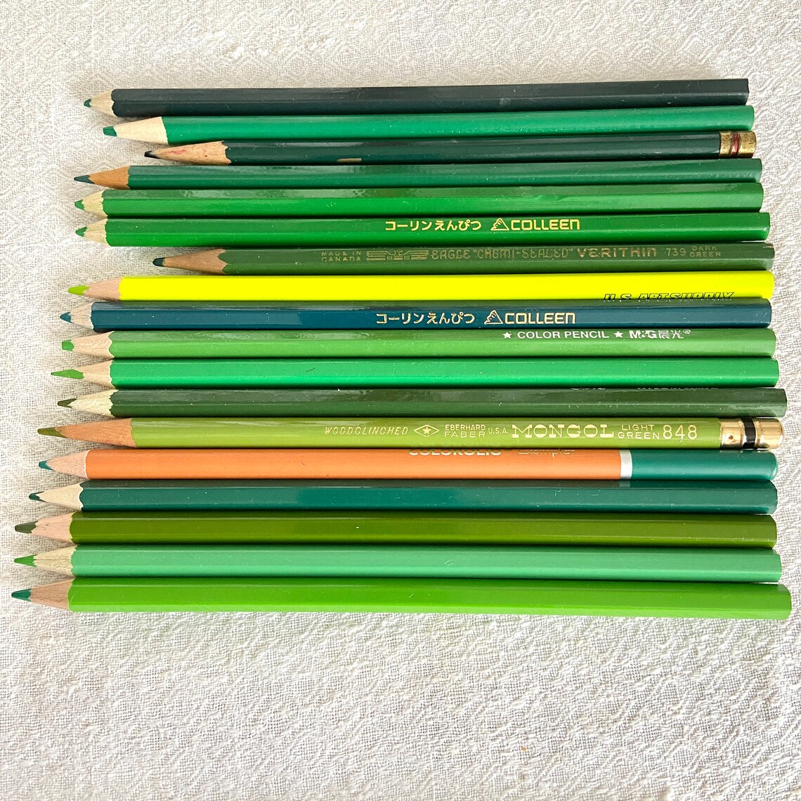 36 Blue and Green Colored Pencils Presharpened Some Used Etsy