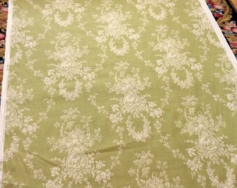 Linen Toile Fabric Green Country House by Waverly Cameo Toile de Jouy 9 Yards Decorator Upholstery Fabric