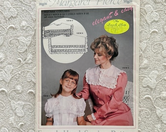 French Hand Sewing Pattern Margaret Pierce, Square Collars Child Adult, Uncut Paper MP104