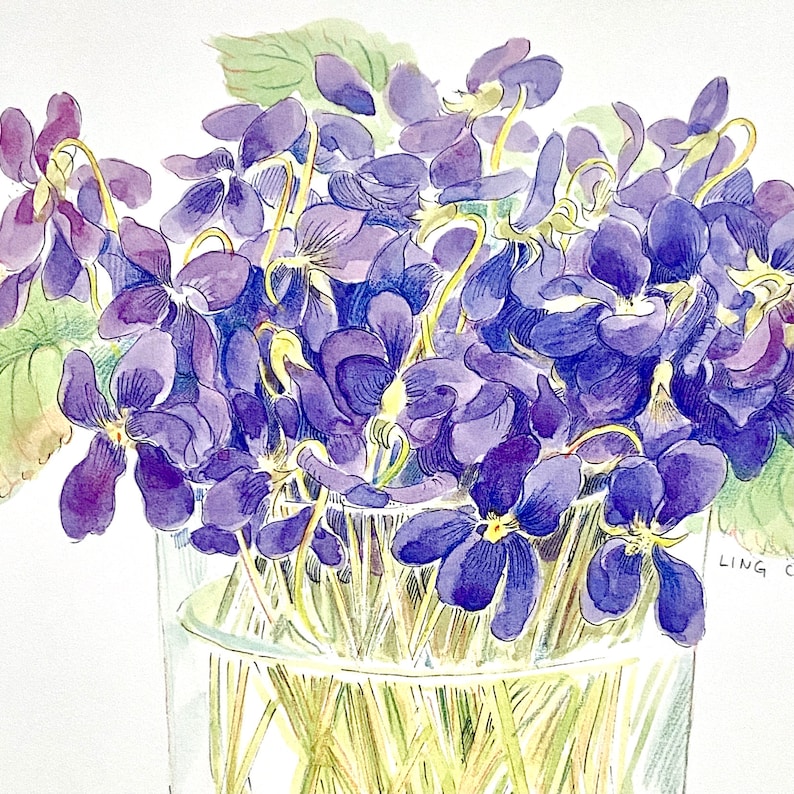 Ling Chang Calendar Poster Violets April Art Print 2025 Etsy