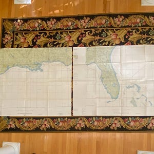 2 huge maps create entire state of Florida, USAF wall size, 1966, 41 by 57 each, vintage paper ephemera, scrapbooking, crafting supply mixed