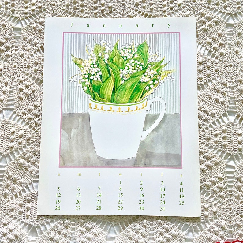 Ling Chang January Calendar Poster Lily of the Valley Etsy