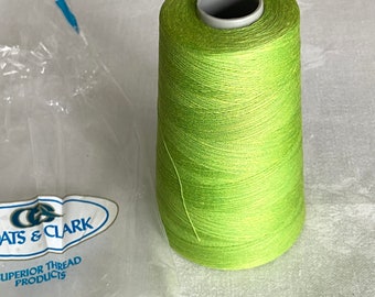 Lime Green Coats & Clark Thread 6000 Yards, Dual Duty on Cone, Dacron Core Cotton Wrap, New in Package