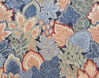 2 Yards Chintz Fabric Botanical Leaf Pattern, 1980s Interior Design, Classic Traditional