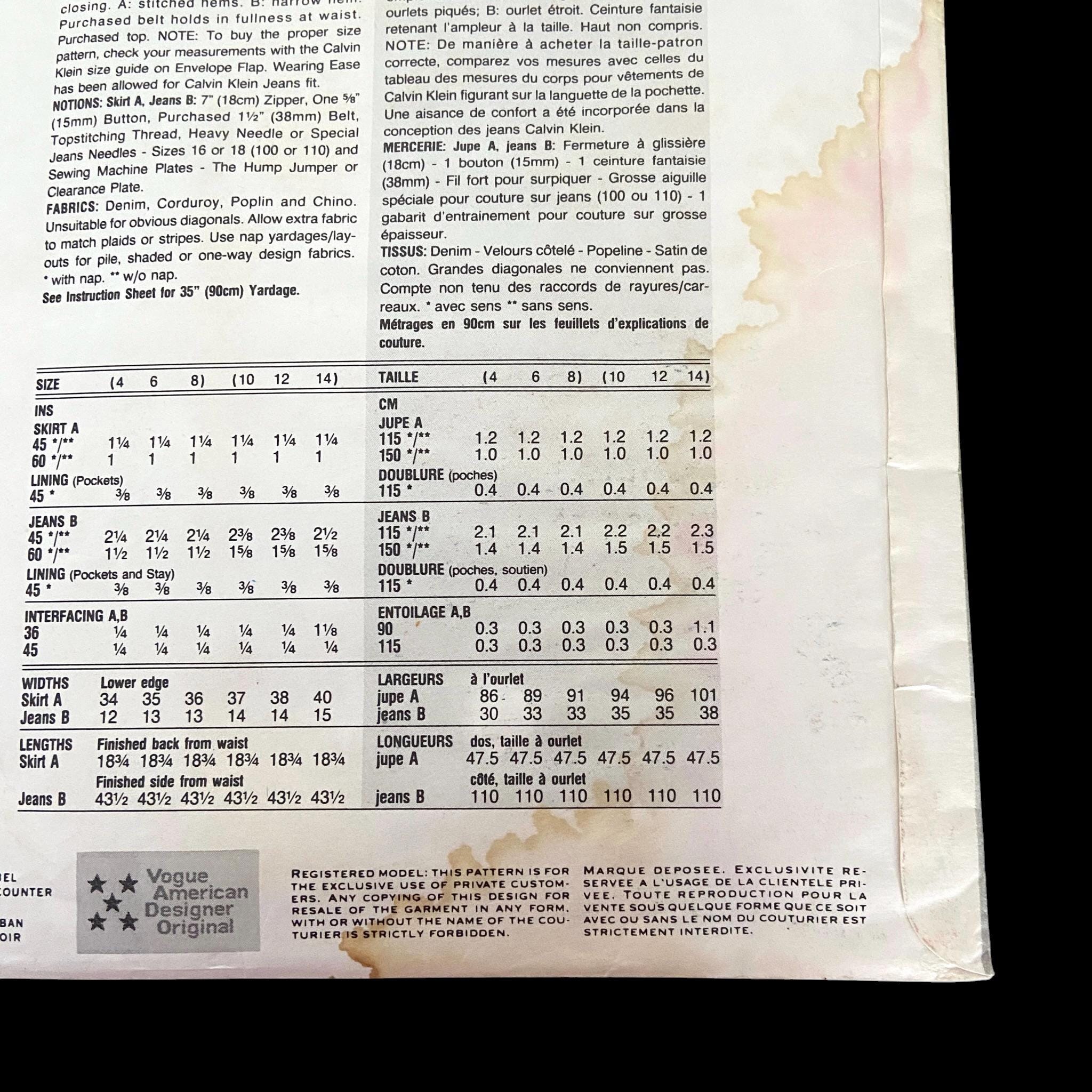 Calvin Klein Vogue Sewing Pattern 1589 Uncut Sizes 8 to 12, Flared ...