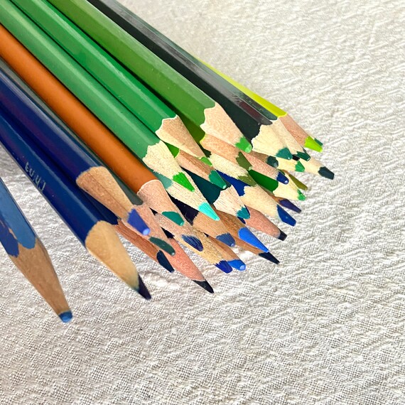 Buy 36 Blue and Green Colored Pencils Presharpened, Some Used Unused,  Vintage Drawing Pencils, Assorted Shades and Makers, Sketch Coloring Online  in India 