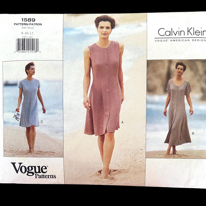 Calvin Klein Vogue Sewing Pattern 1589 Uncut Sizes 8 to 12, Flared ...