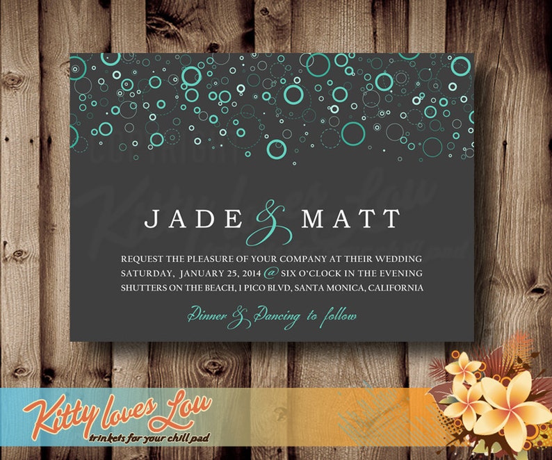 Printable Modern Bubbles Wedding Invitation Set Digital PDF Etsy