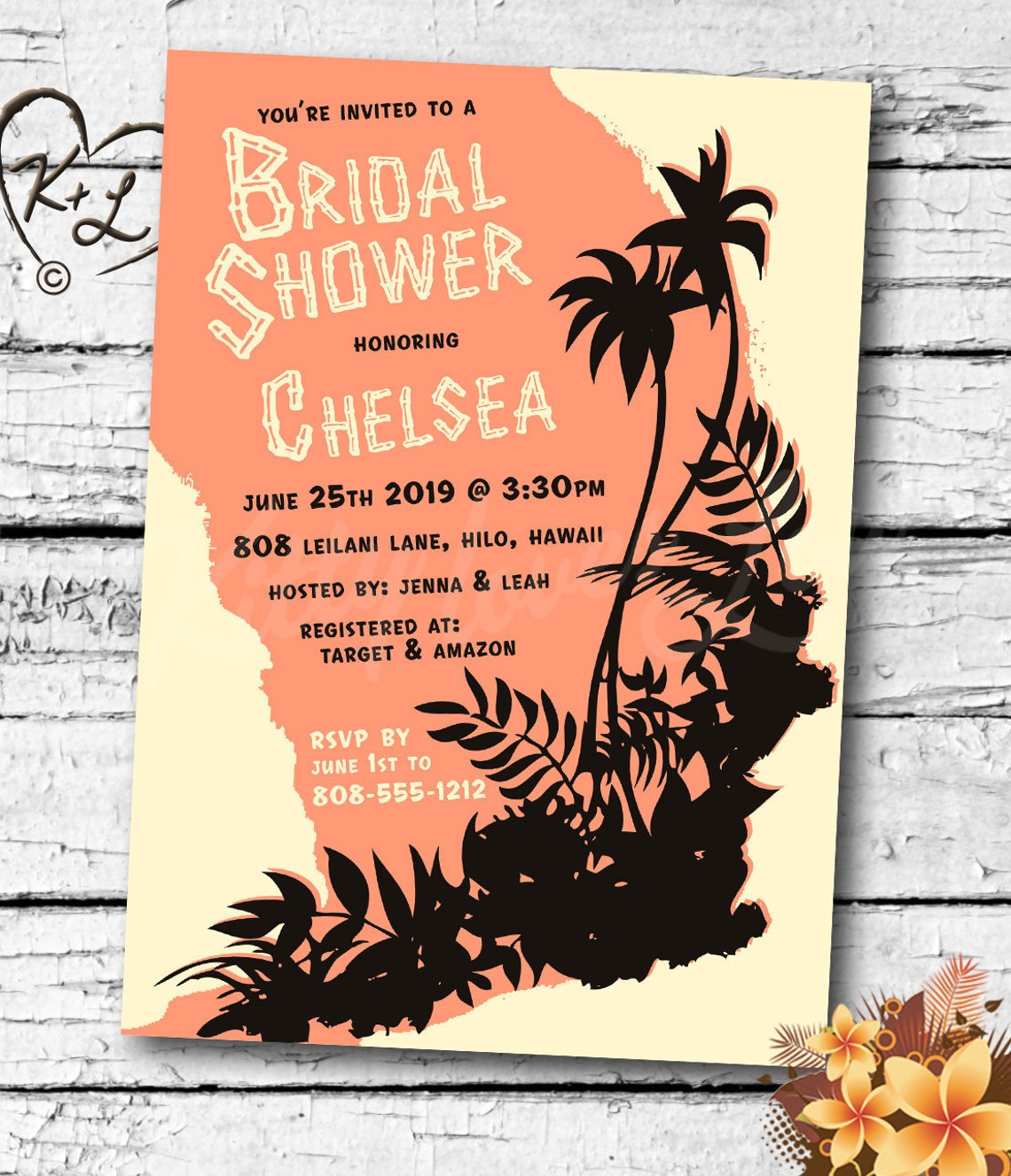 PRINTABLE Bridal Shower INVITATION Digital PDF Retro Hawaiian Etsy PRINTABLE Bridal Shower INVITATION Digital PDF Retro Hawaiian Etsy