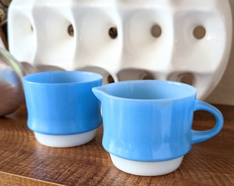 Fire King Blue Sugar (no lid) and Creamer vintage kitchenware Beachy kitchen decor vintage kitchen decor