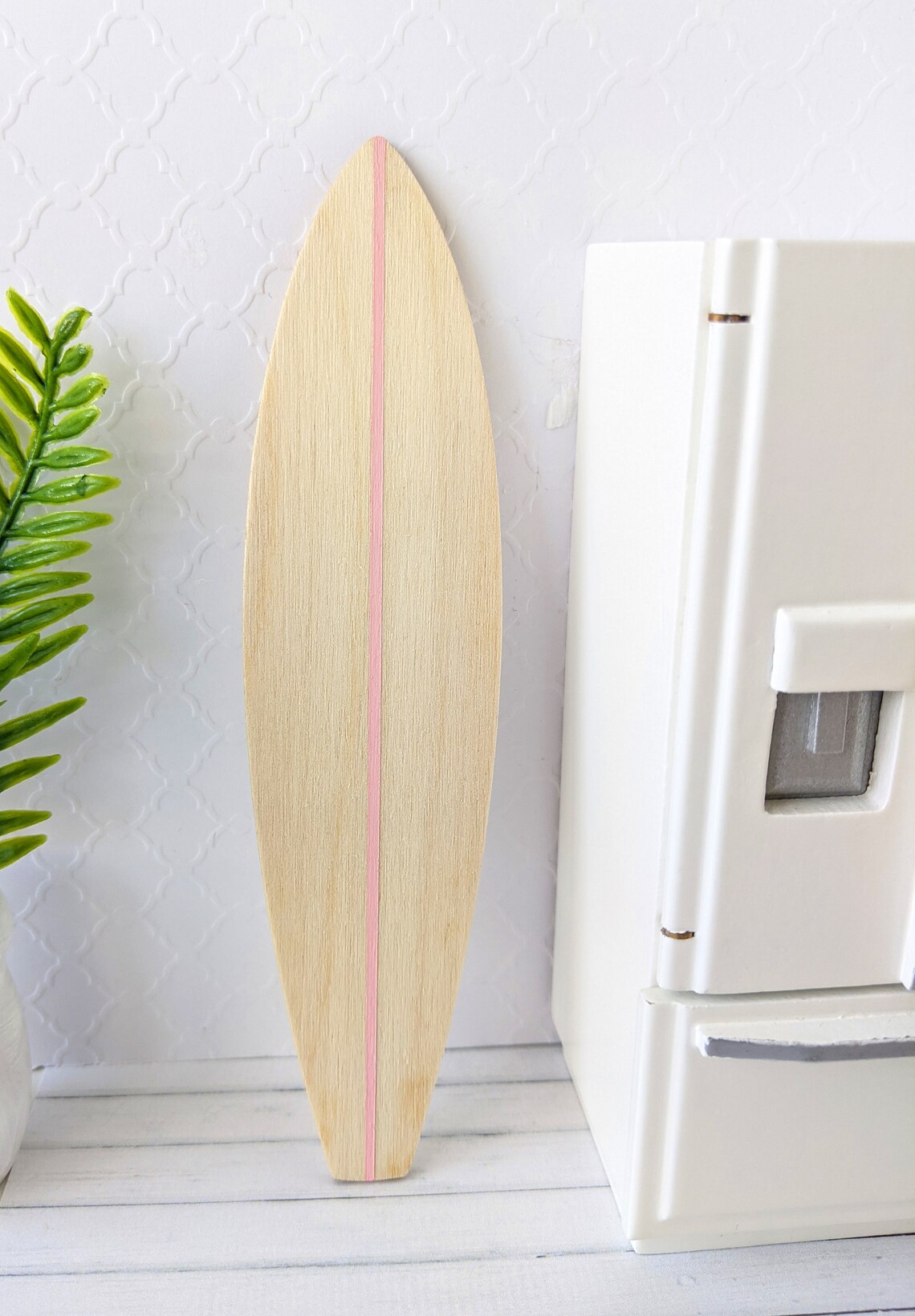Miniature Surfboard 112 scale natural wood pink stripe retro Etsy