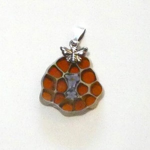 Honeycomb Jewelry ~ Glass Honeycomb Pendant ~ Honeybee Lovers Jewelry ~ Beekeepers Gift