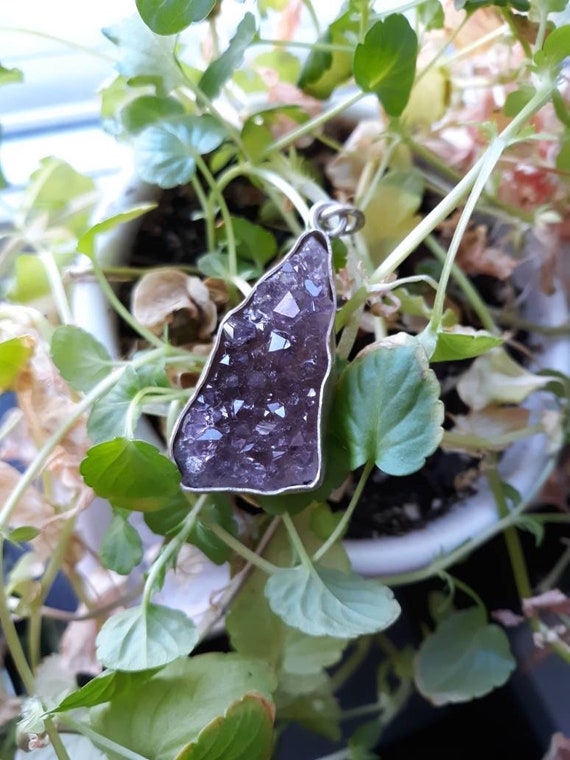 Gorgeous Raw Amethyst Crystal Pendant In 925 Sterling Silver Etsy