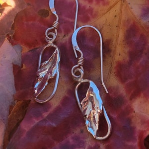 925 Sterling Silver Leaf Earrings. Simple, Understated, And Elegant. One Of A Kind, Handmade, Recycled Silver!