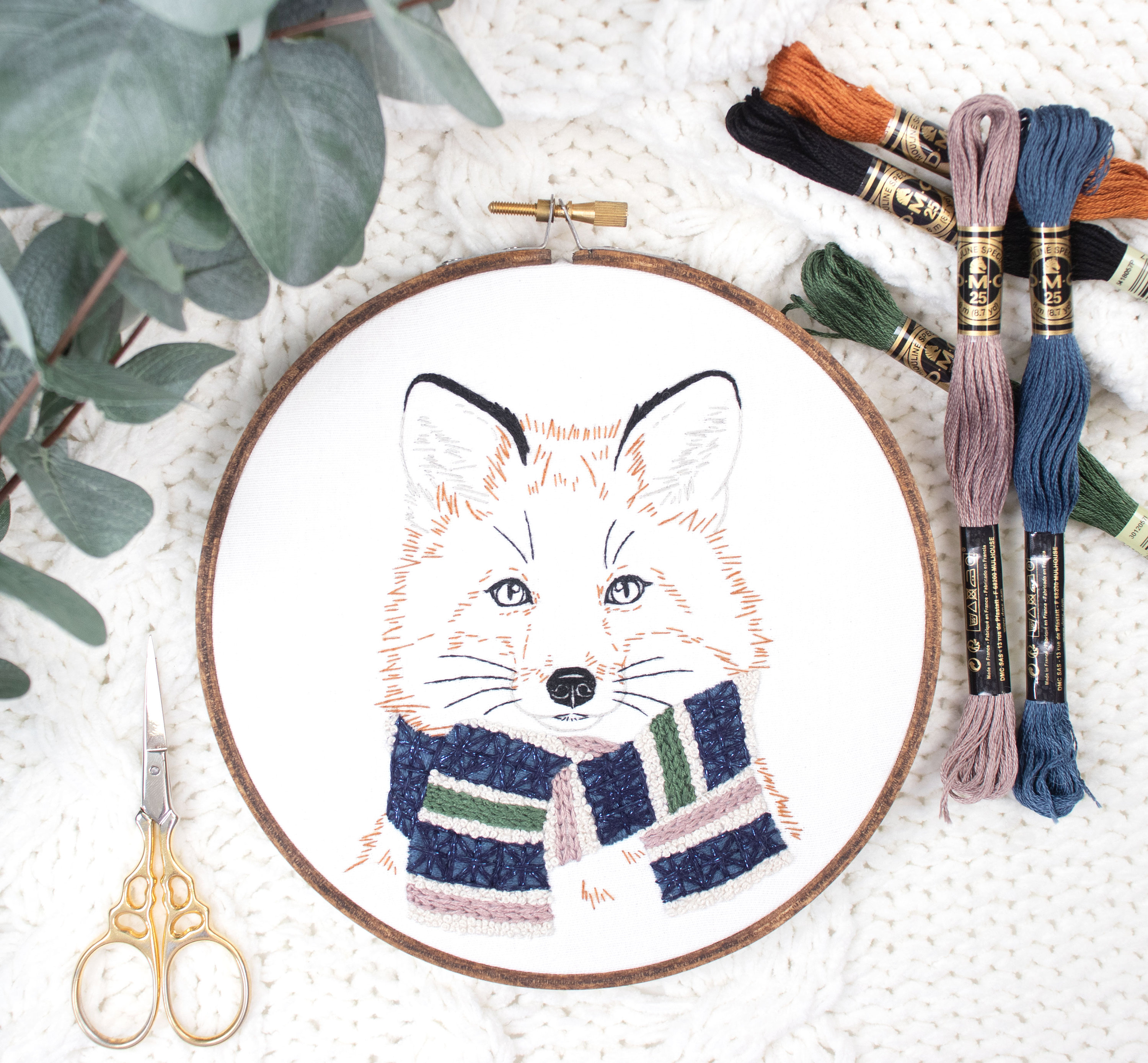 Fancy Fox Embroidery Pattern - PDF Digital Download. Hand Embroidery ...
