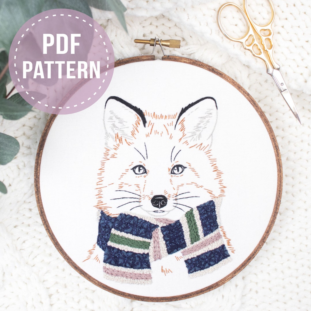 Fancy Fox Embroidery Pattern - PDF Digital Download. Hand Embroidery ...